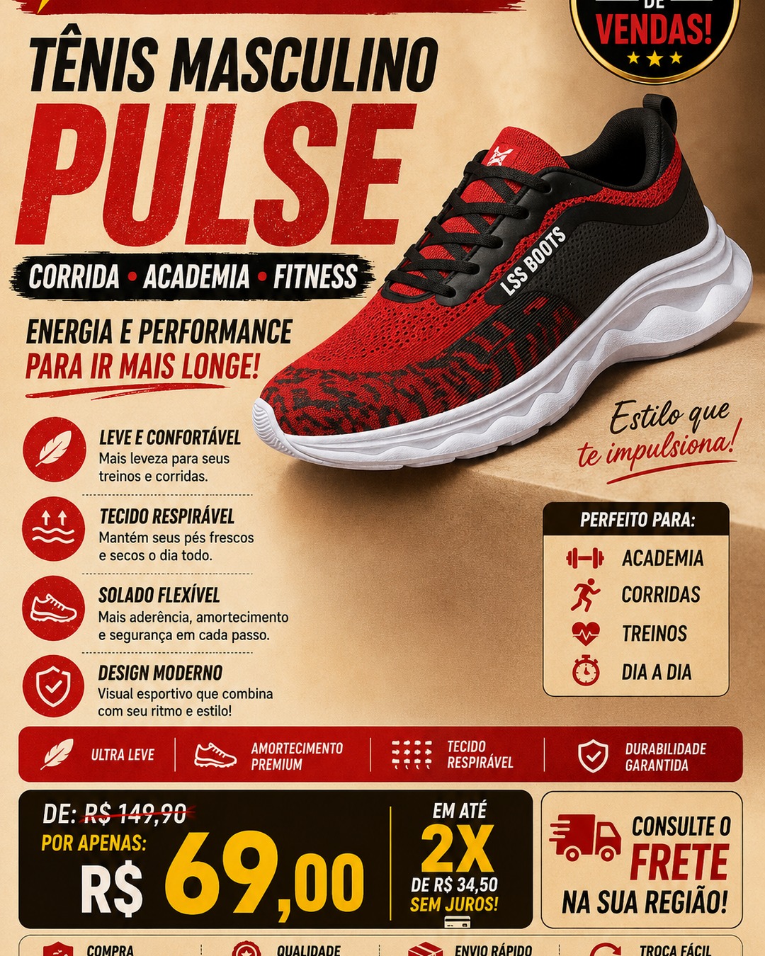 Tênis Pulse Vermelho