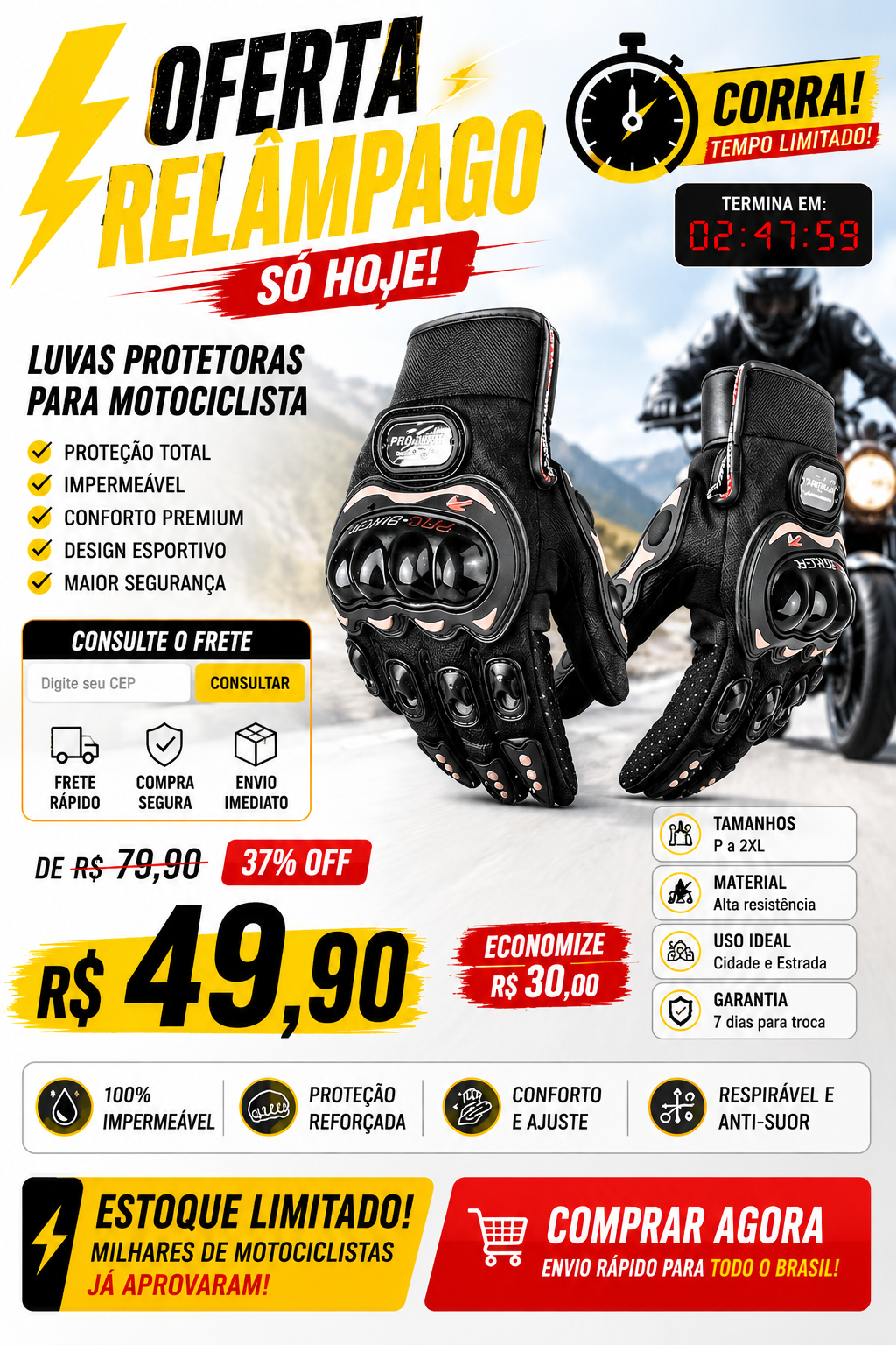 Luva Motociclista